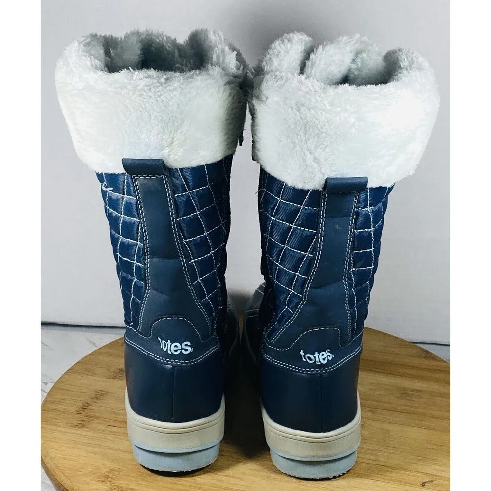 TOTES Girls SHIRLEY Blue Thermolite Warm Lined Lace Up Snow Boots, Size 4M